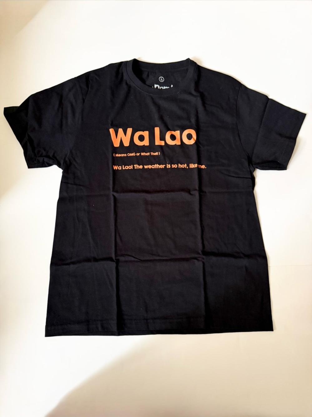 Wa Lao Black Graphic Tee with Orange Print